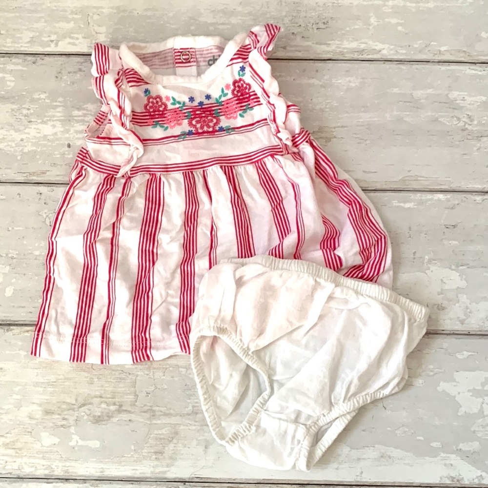 Carters 0-3m Baby Girl Outfit White Pink Stripes Tank & Bloomers Floral NB